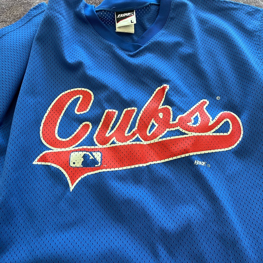 BIKE® Chicago Cubs Blue Jersey with Red Script Logo Vintage